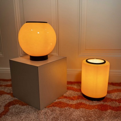 Lampe à poser en verre coloré et métal style rétro - TEORA