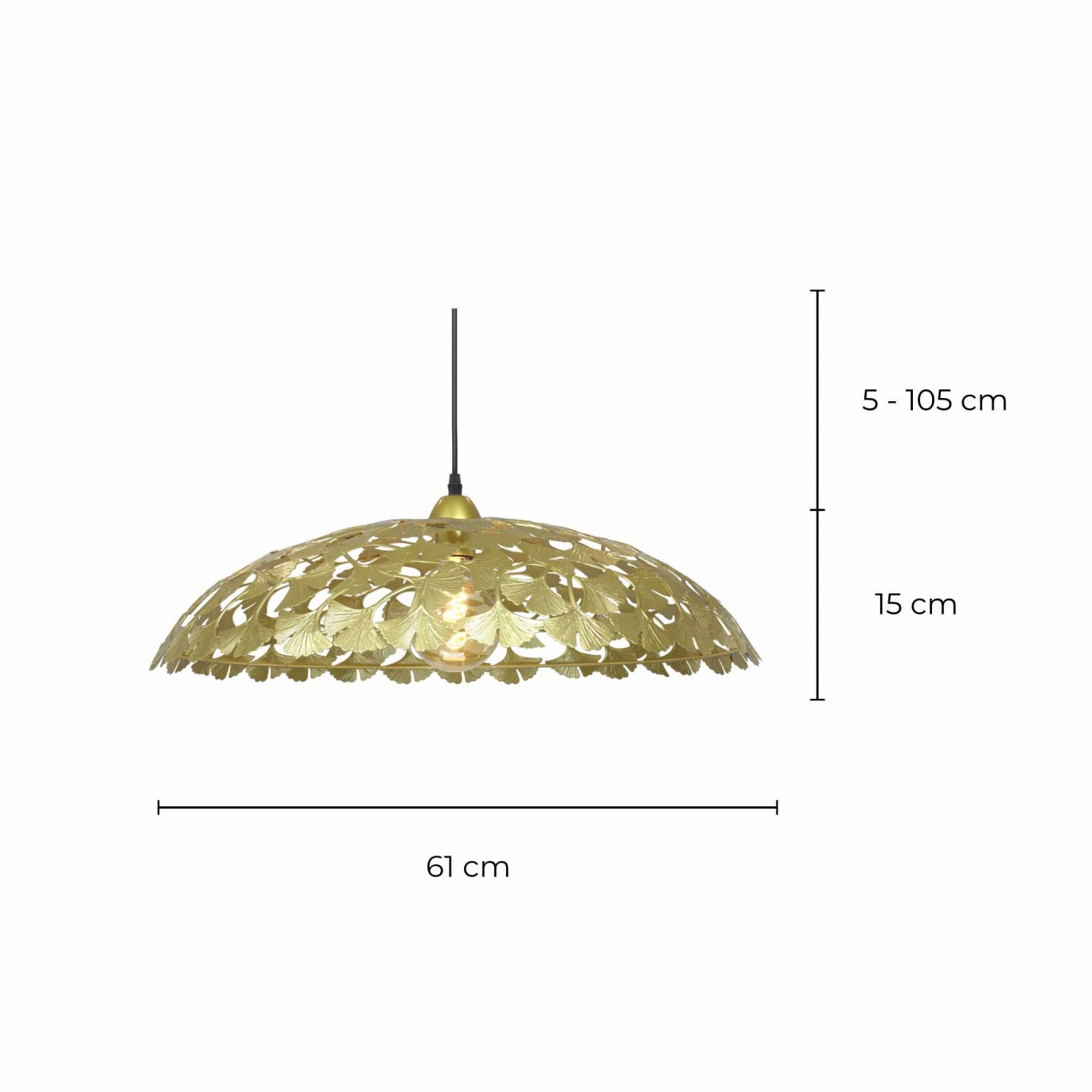 Suspension en métal doré, motif feuilles de Ginkgo Biloba - SYMBIOSE