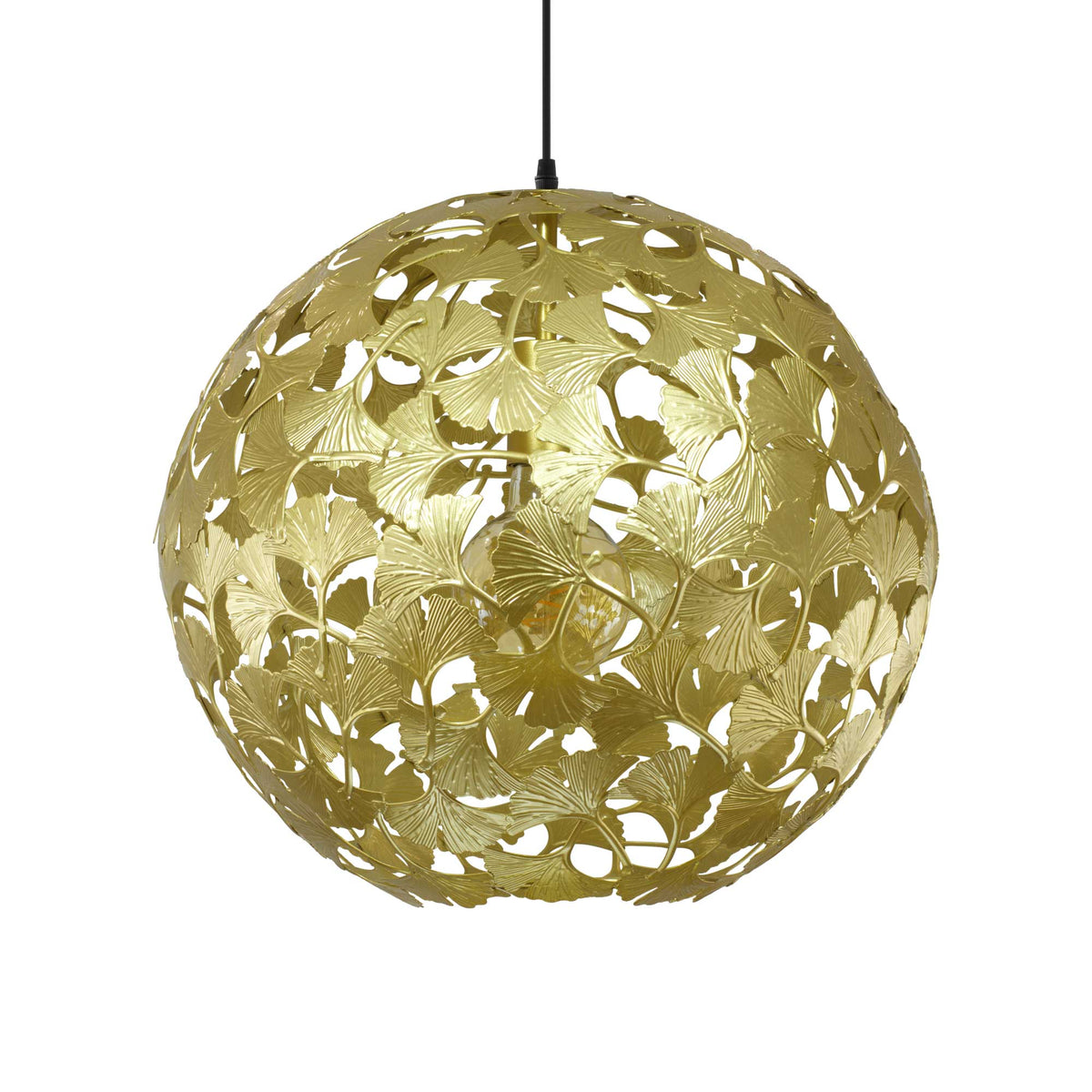 Suspension en métal doré, motif feuilles de Ginkgo Biloba - OSMOSE - éteint - C-Création Luminaires