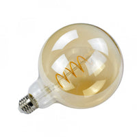 Bombilla LED PARIS - E27 - G125 - Intensidad media - Blanco cálido - 4W / 2700K / 270lm - Filamentos rectos - Cristal ámbar