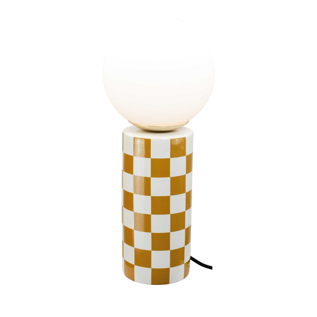 Lampe à poser en céramique et verre - ROCHADE, Ocre, vue allumée