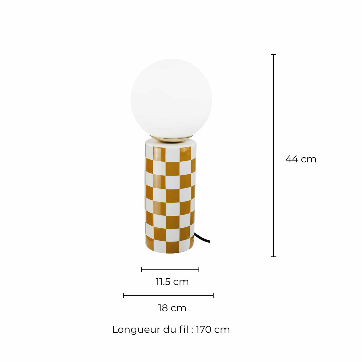 Lámpara de mesa ROCHADE - Ocre - esquema de dimensiones del producto