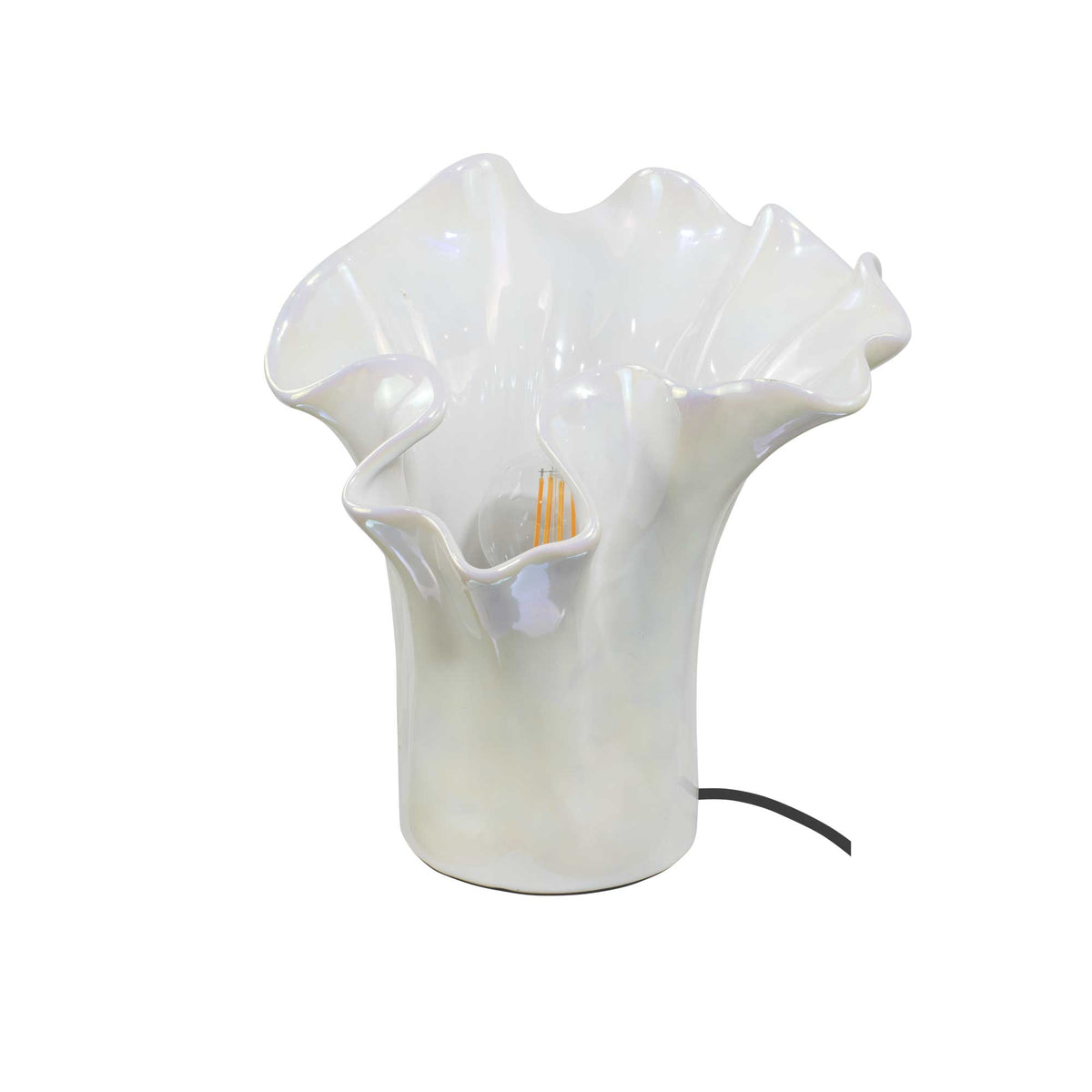 Lampe à poser en céramique - RÉCIF, Blanc Nacré, vue éteinte