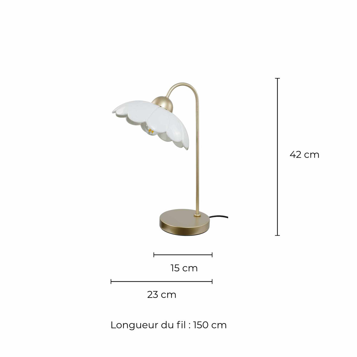 Lampes à Poser - CLARIS - Blanc - schéma des dimensions du produit