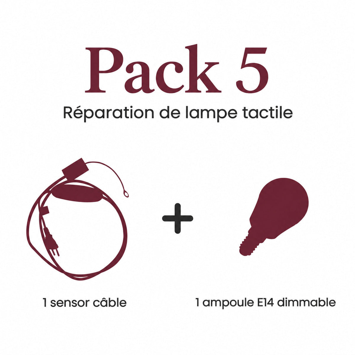 Pack 5 (1 Sensor cable and 1 E14 dimmable bulb) - pack contents