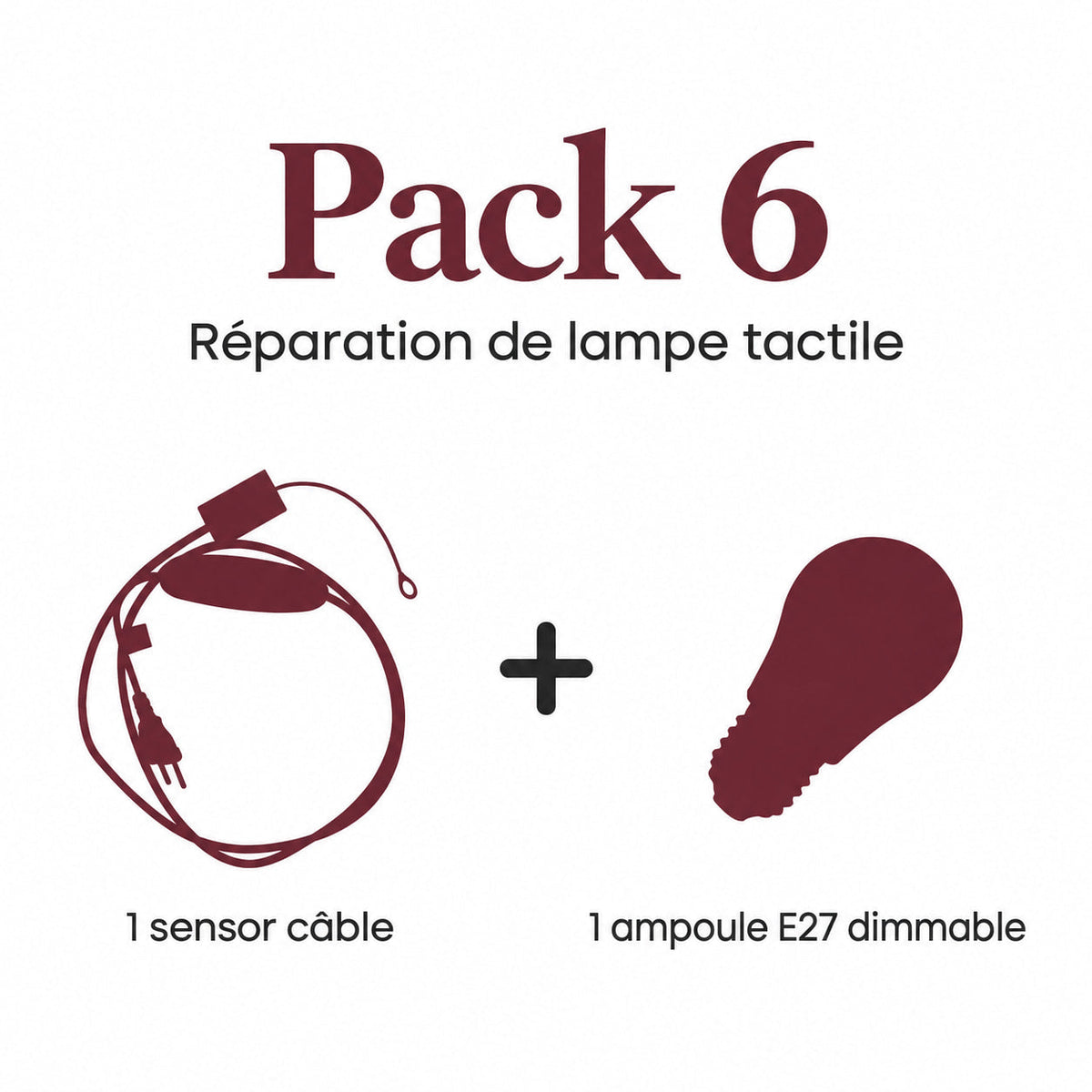 Pack 6 (1 Sensor cable and 1 Dimmable E27 Bulb) - pack contents