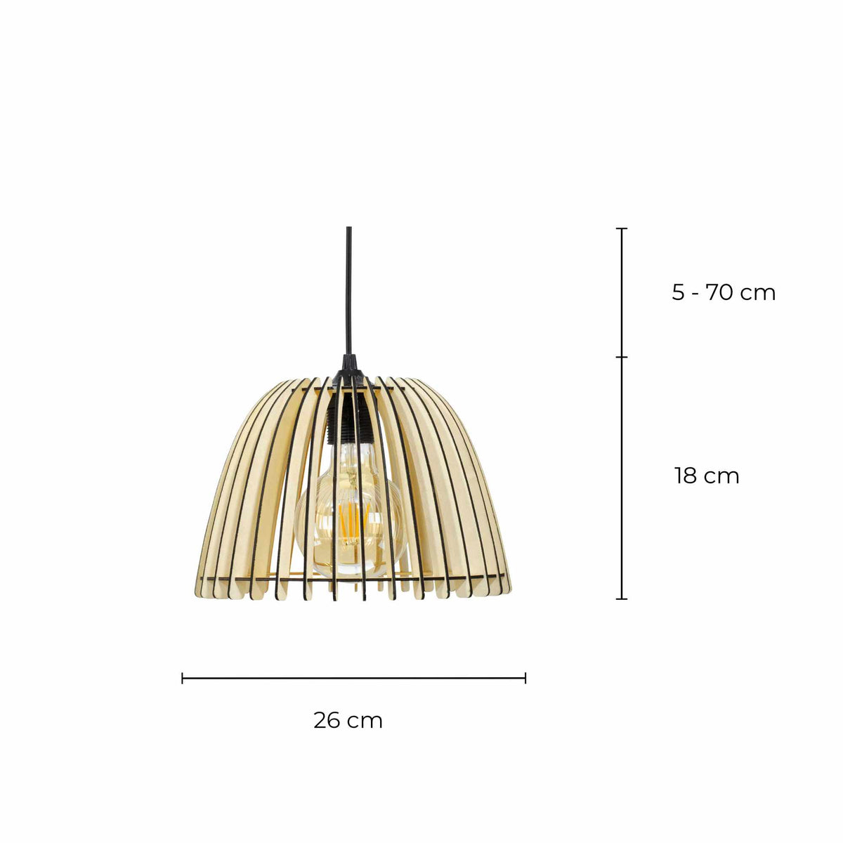 Suspension en bois de peuplier - SATONE - schéma des dimensions du produit