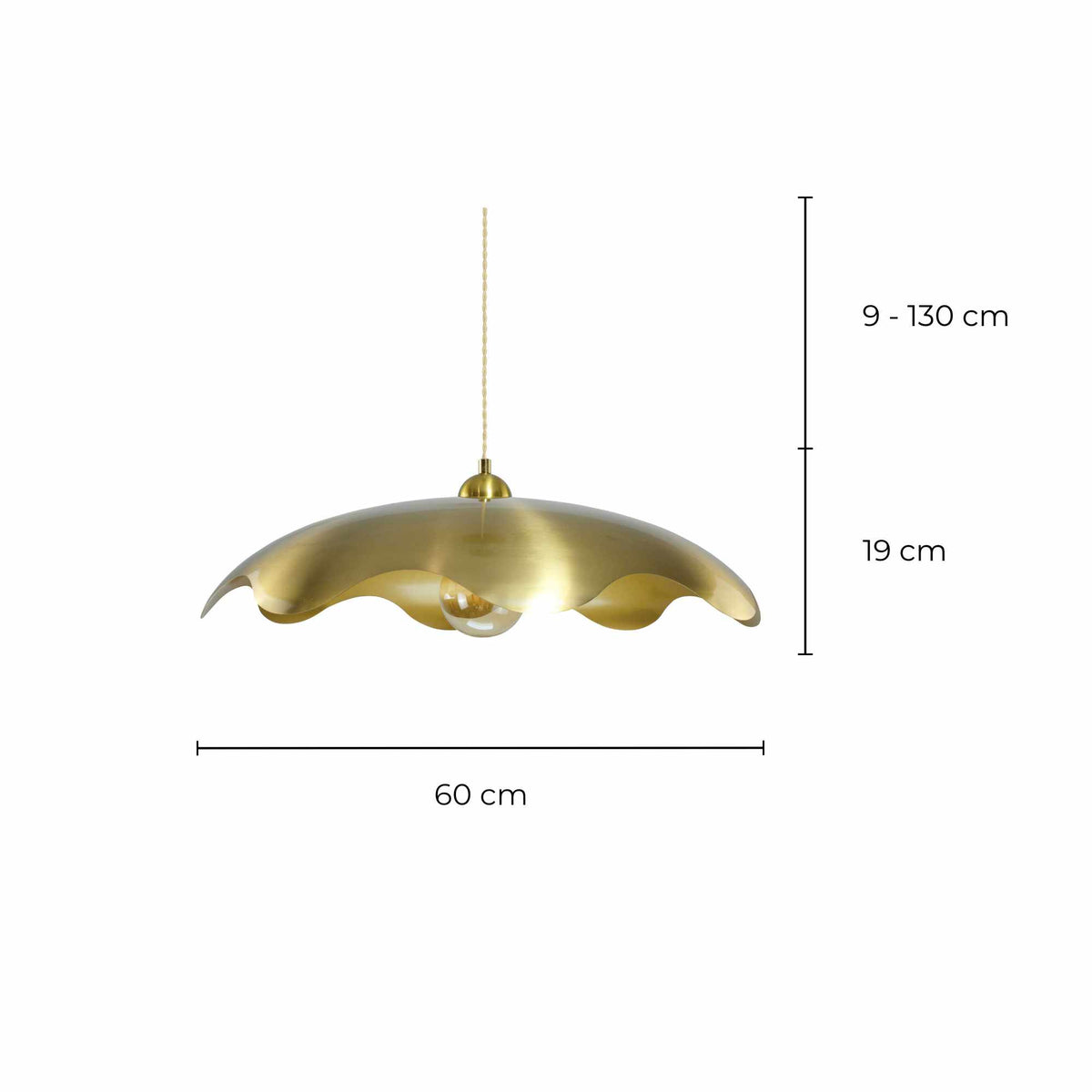 Lámpara colgante DOREVA - modelo grande - esquema de dimensiones del producto