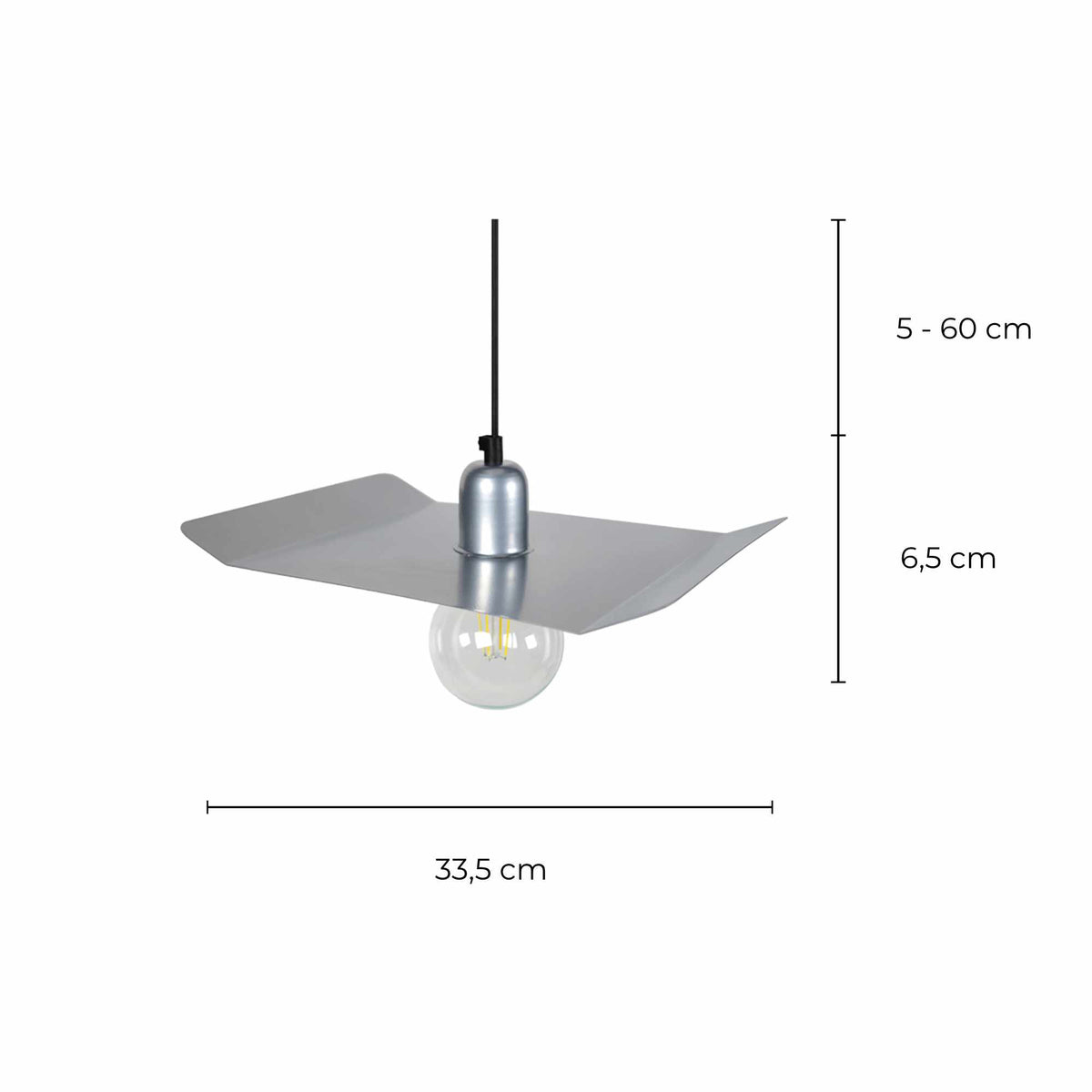 BRIEC pendant light - Silver-coloured - product dimension drawing