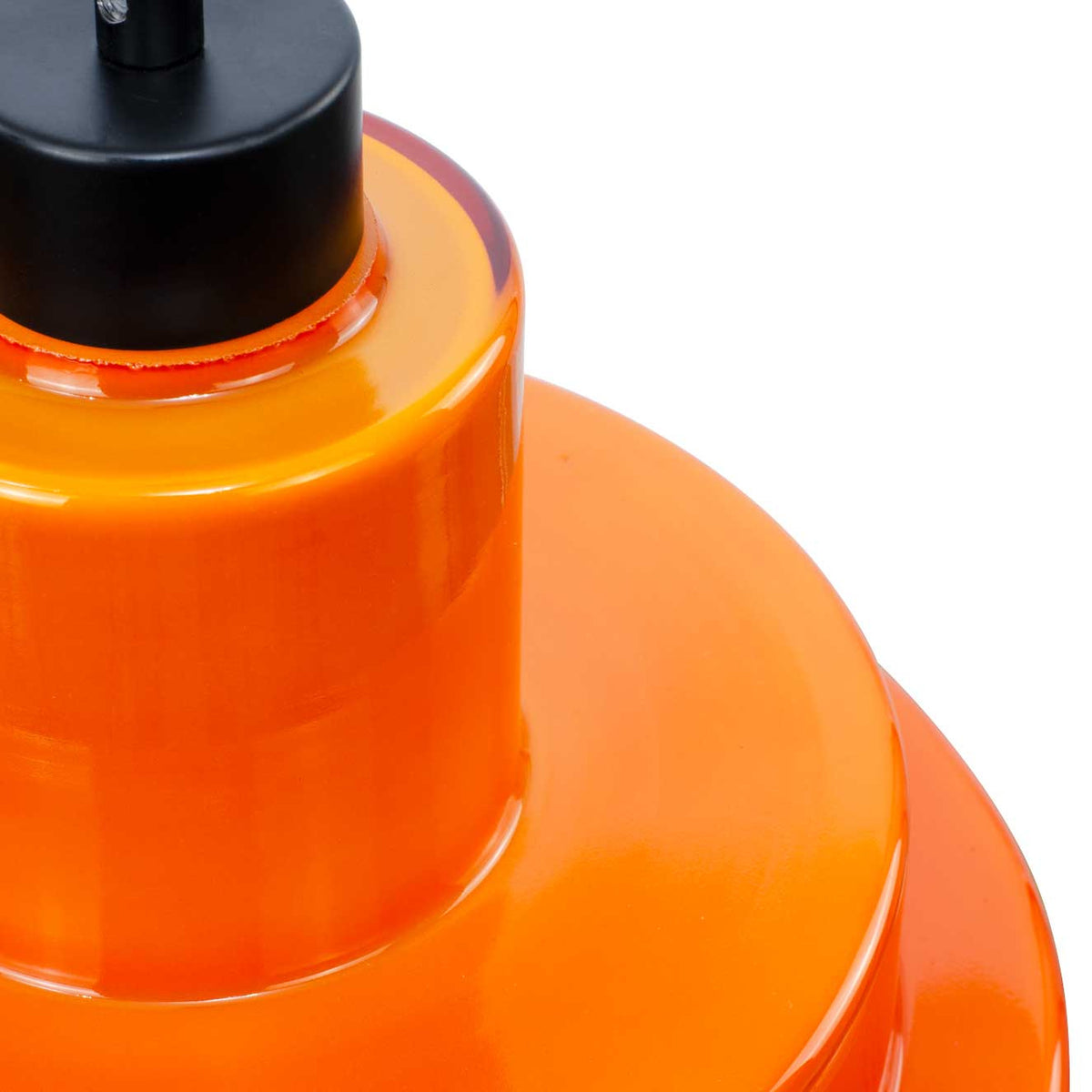 Suspension FOZA orange - détail de la fixation et du haut de l'abat-jour